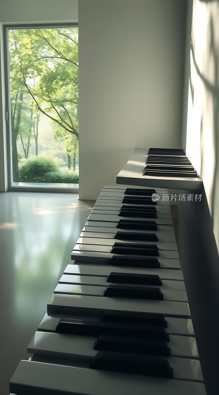 钢琴键长廊阳光下的音乐之旅