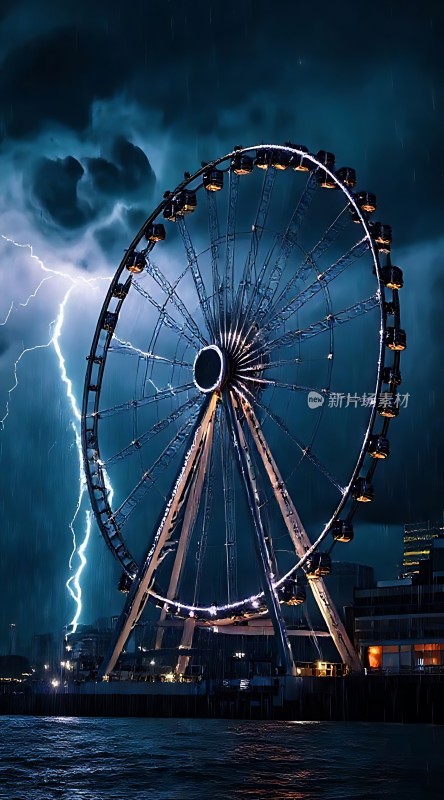 摩天轮与闪电风暴