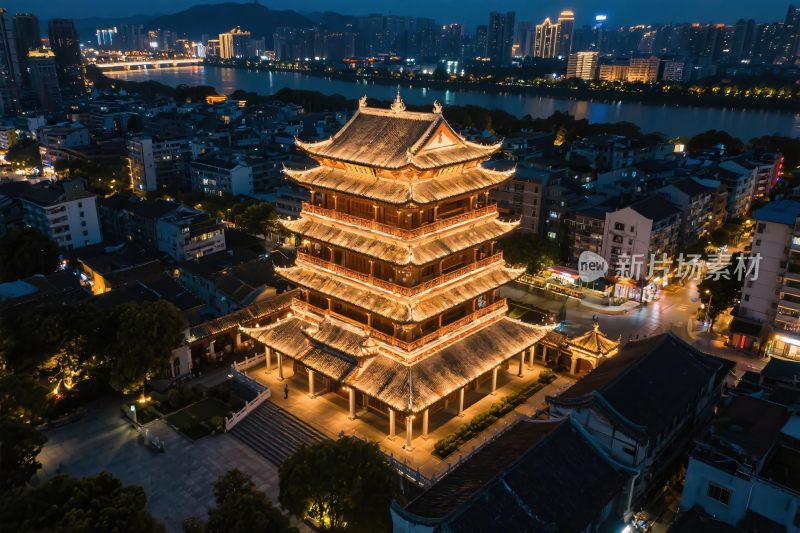 古塔夜景城市风光