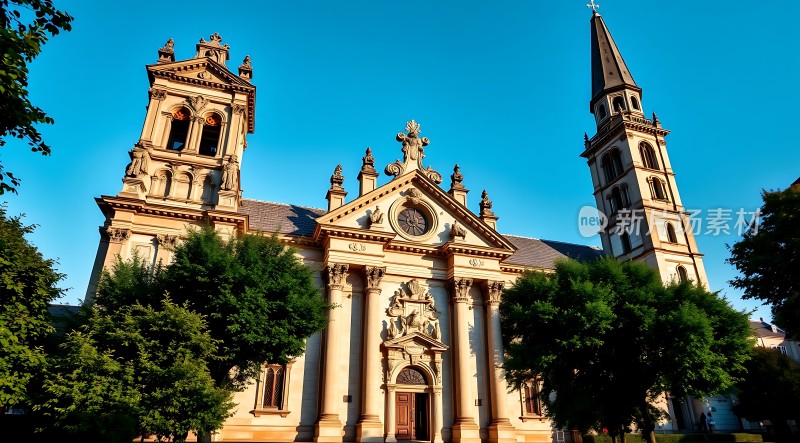 阳光下的宏伟教堂