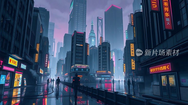 霓虹灯下的未来都市繁华与孤独交织