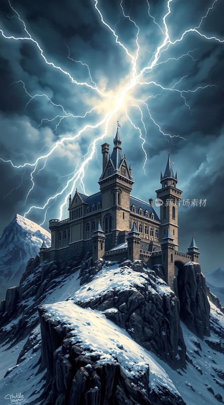 冰雪城堡与闪电风暴
