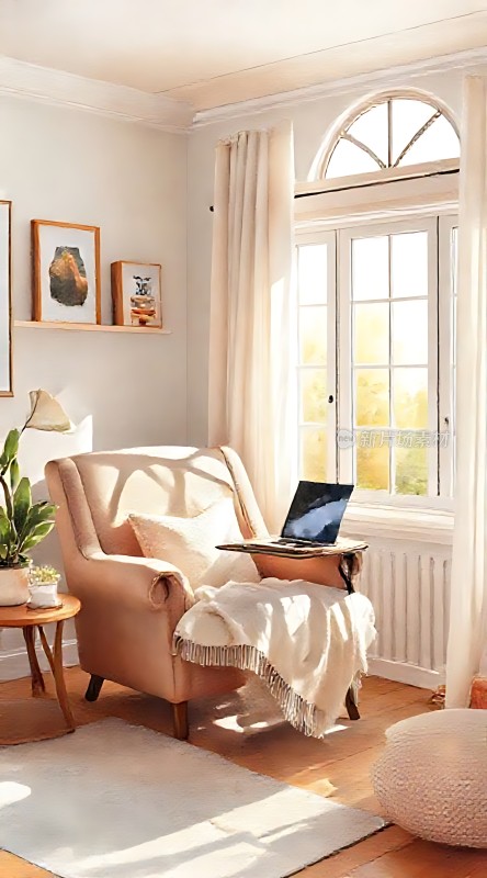 阳光午后温馨角落舒适阅读时光