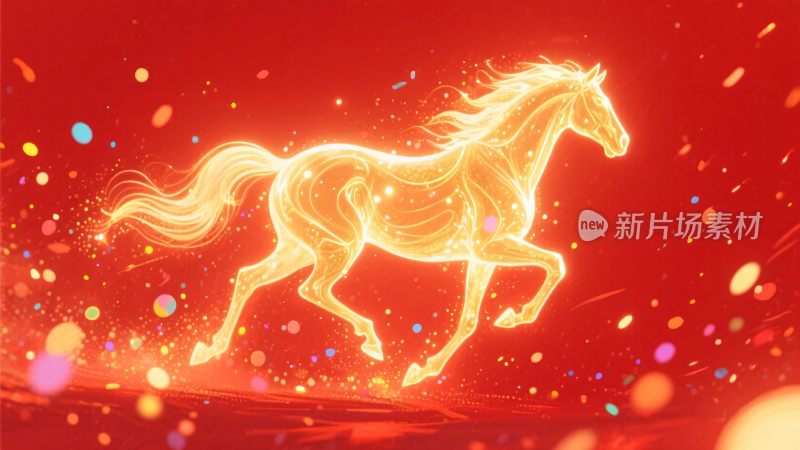 发光骏马奔跑插画