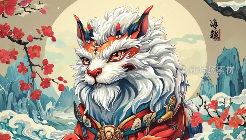 梼杌神兽国潮插画