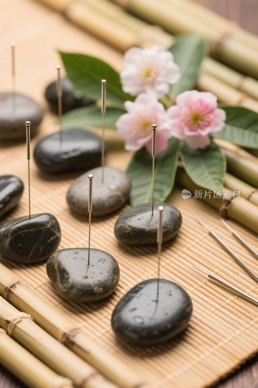 石上针灸花卉布置