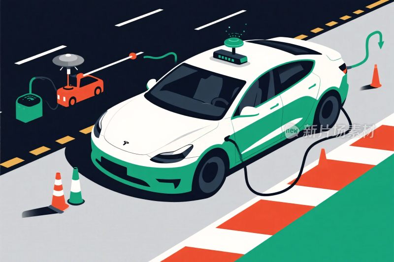 智能汽车测试场景插画