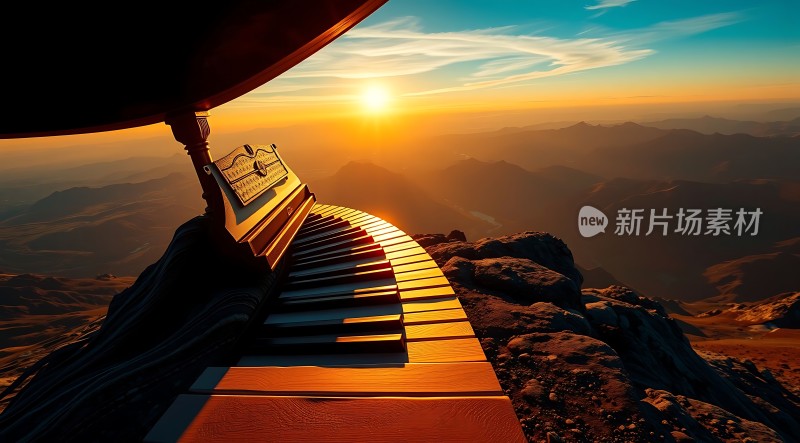 钢琴键上的日落
