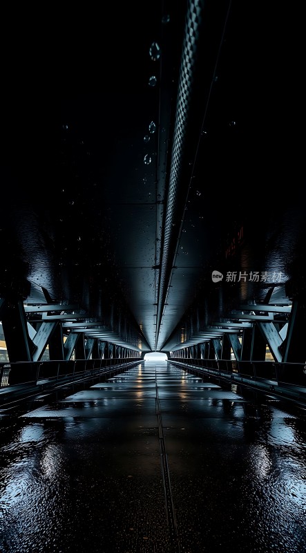 黑暗隧道中的光影交错