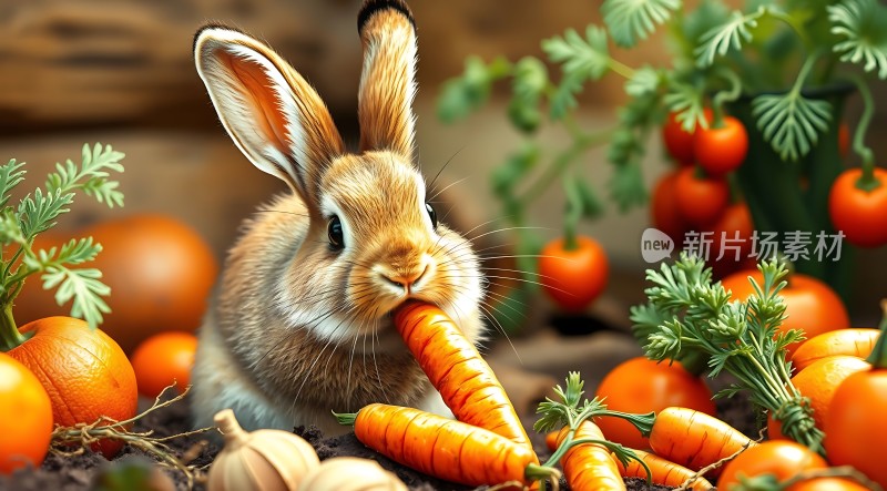 兔子啃食胡萝卜