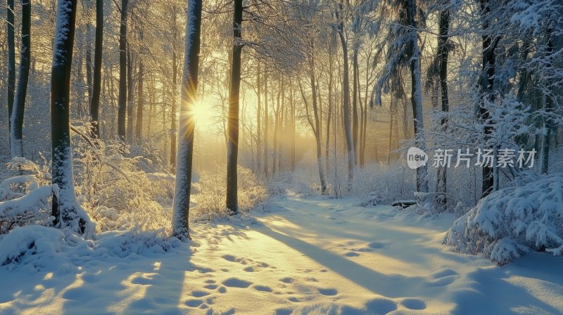 冬天树林冬季风景冬日雪景风光