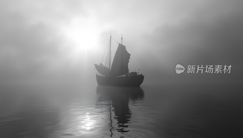 雾中帆影映波光