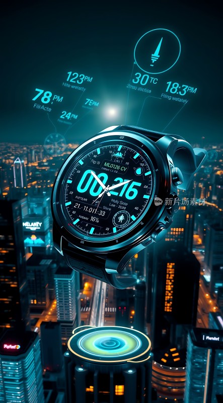 智能手表与未来城市夜景的结合