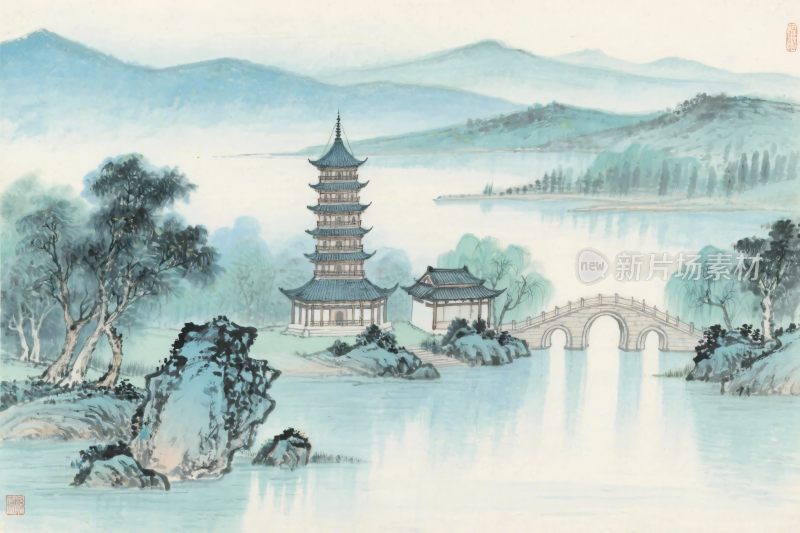 古韵山水水墨画