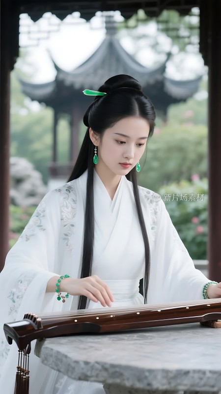 汉服佳人抚古筝