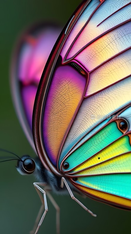 多彩蝴蝶翅膀细节特写