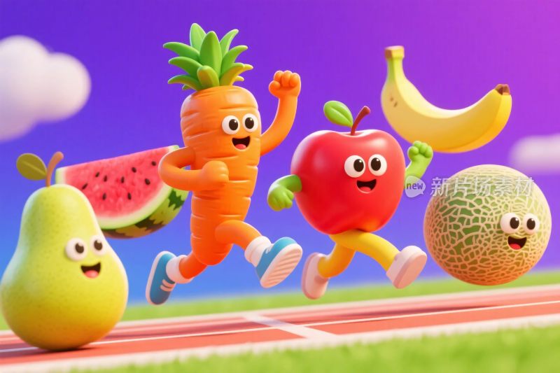 卡通果蔬欢乐奔跑场景