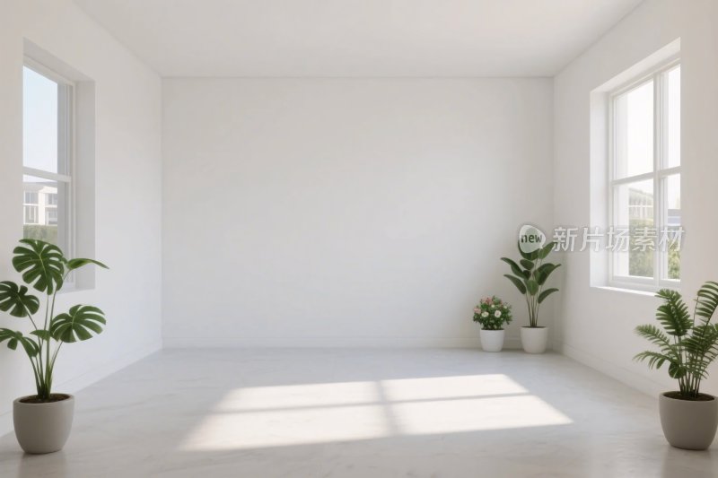 简约空旷的室内绿植场景