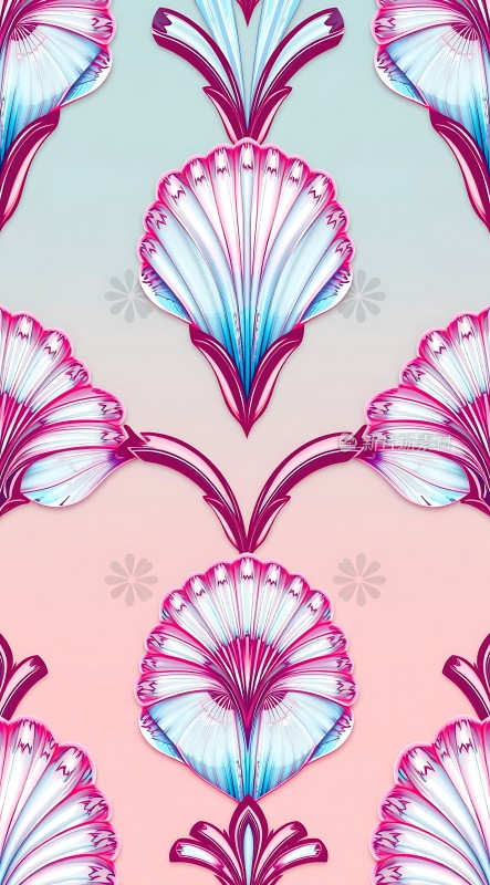 粉蓝渐变贝壳图案