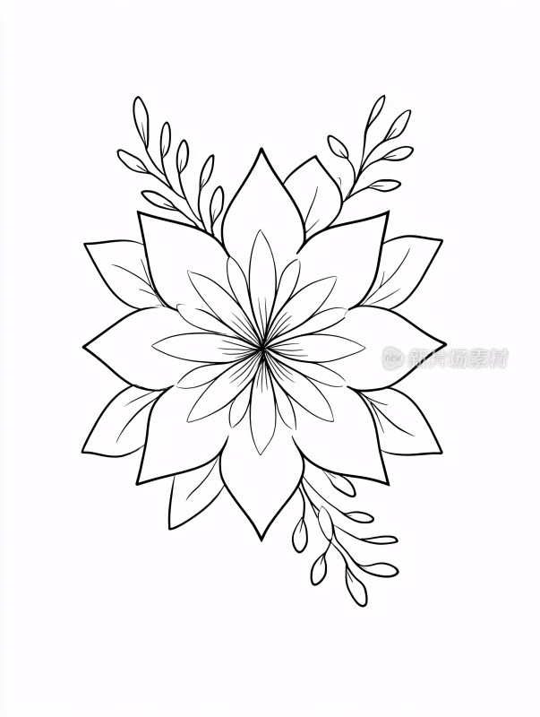 简约线条花朵插画