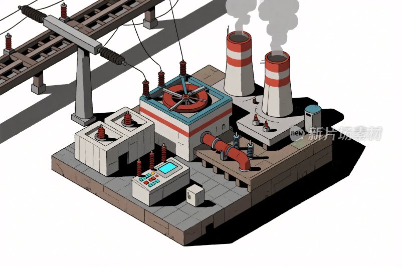 工业设施等距插画