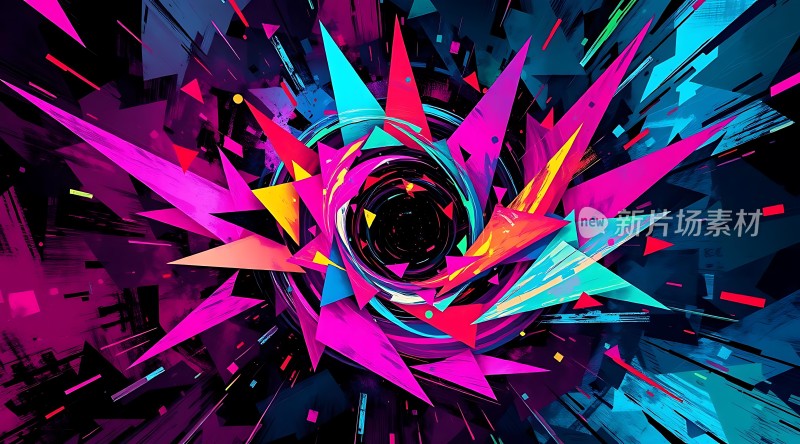 新片场素材炫彩几何风暴