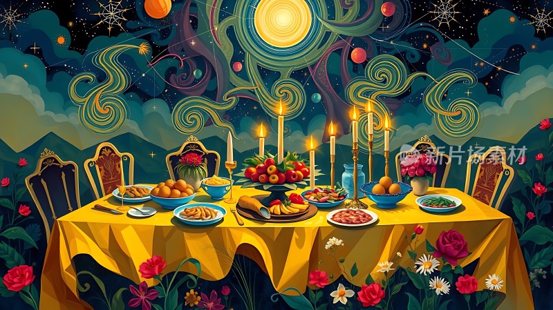 星空下的浪漫晚餐