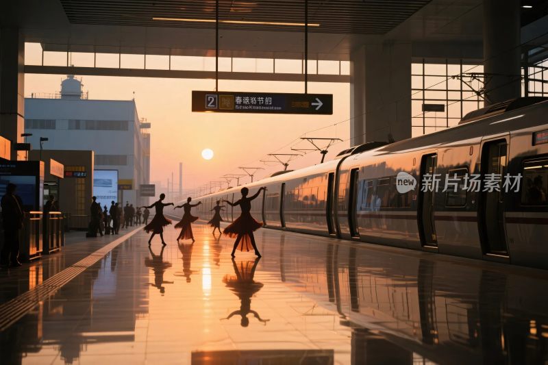 火车站台舞蹈场景
