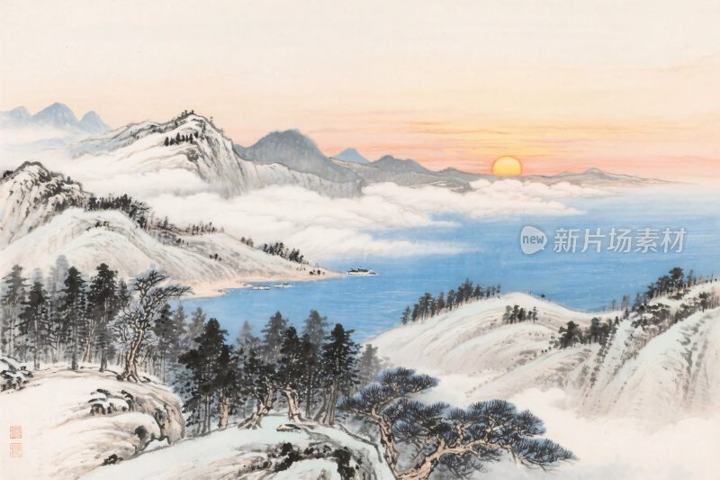 山水云雾国画风景