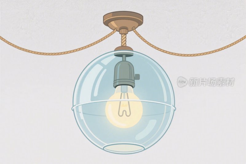 复古球形吊灯插画