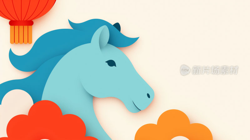 中国风马年剪纸插画