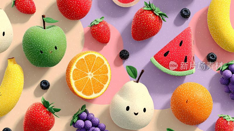 可爱卡通水果插画