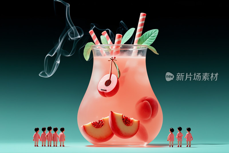 水蜜桃桃子微观摄影桃汁创意背景