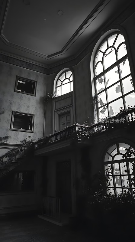 废弃建筑中的光影交错