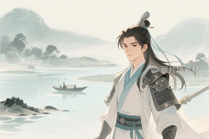 古风人物山水插画