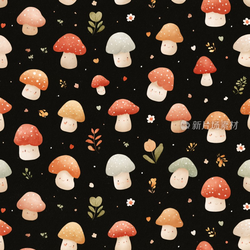 可爱蘑菇插画图案
