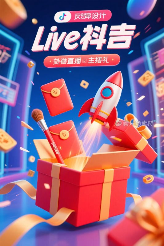 直播推广插画广告