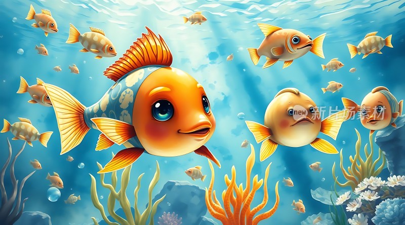 海底世界色彩斑斓的小鱼与珊瑚