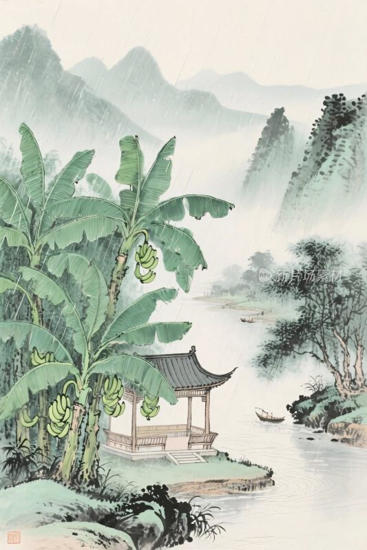 古韵山水水墨画