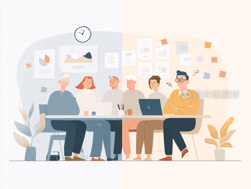 团队会议场景插画