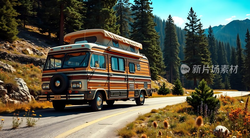 露营车穿越森林公路之旅