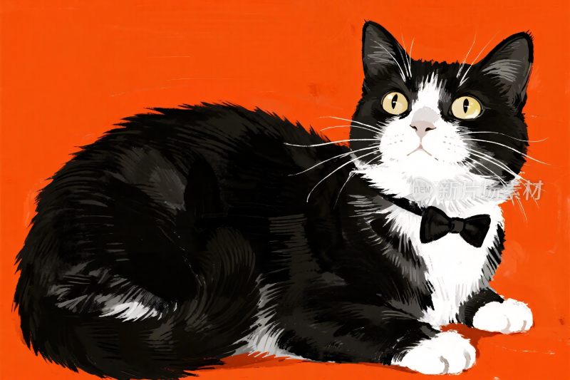 黑白猫咪插画