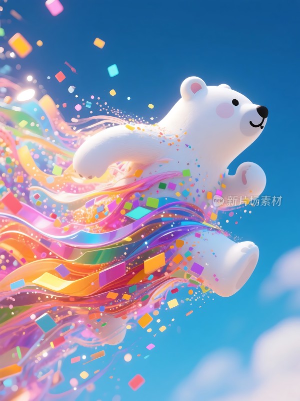 彩色世界中的快乐北极熊