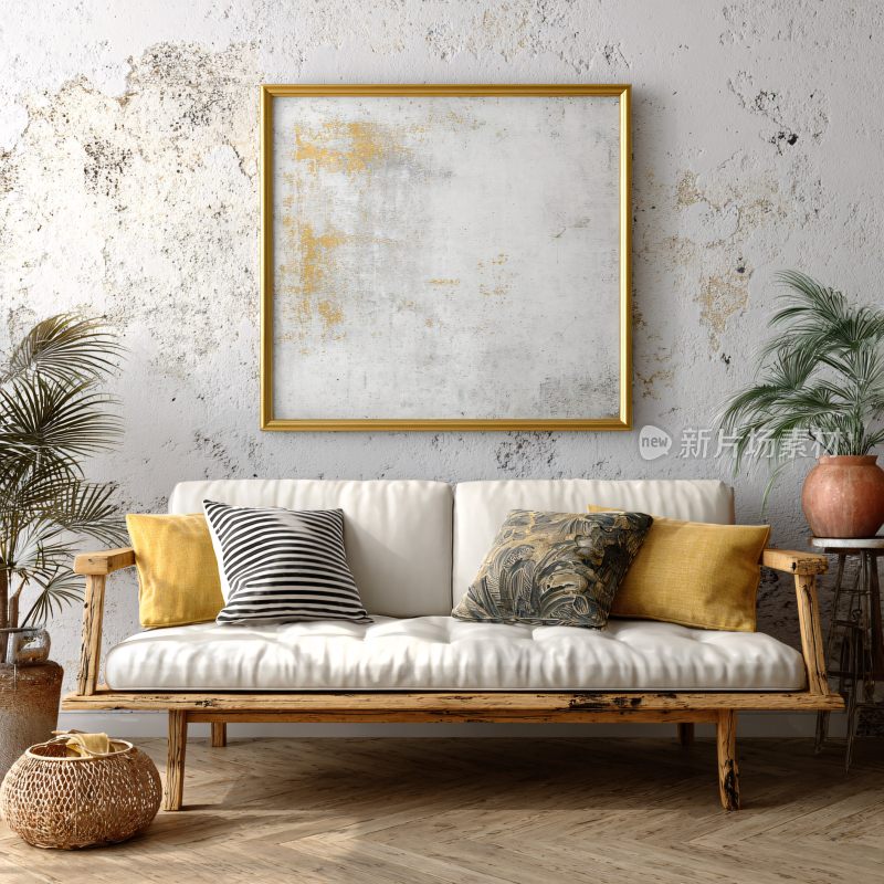 简约风客厅沙发装饰画场景