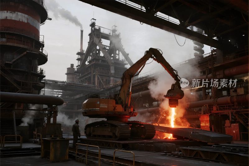 钢铁厂炼钢作业场景