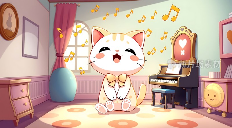 小猫弹钢琴