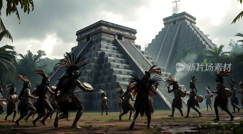 玛雅祭司舞者与古老神庙
