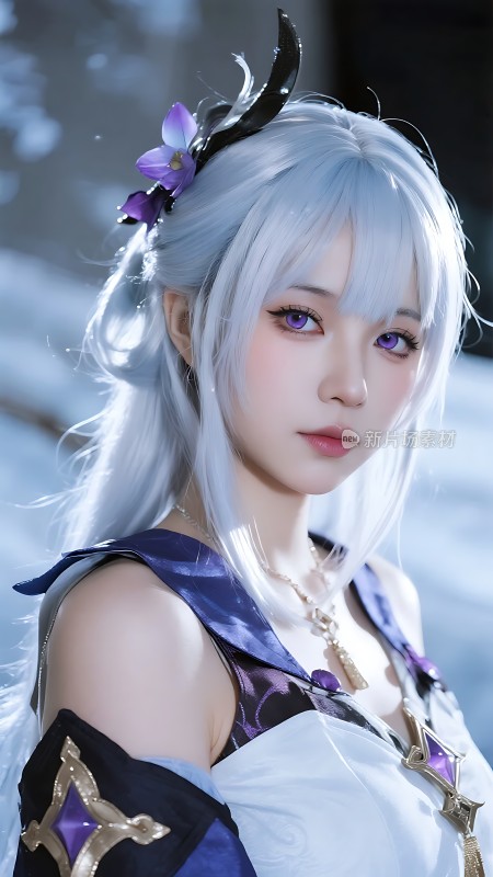 银发紫瞳仙女神秘优雅气质