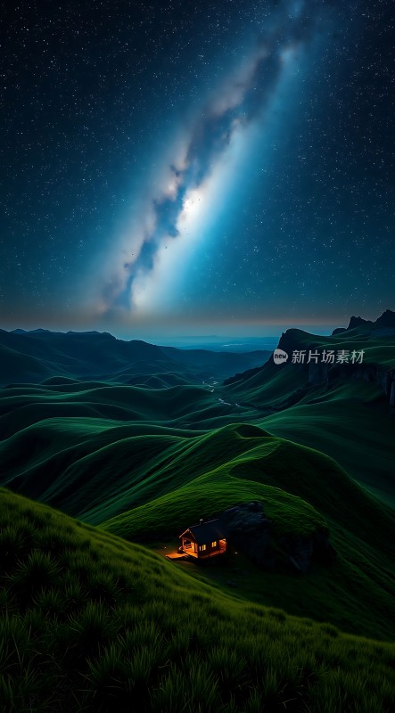 星河浩瀚下的孤影小屋