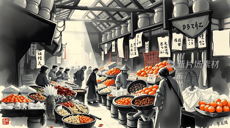 古风市集热闹非凡